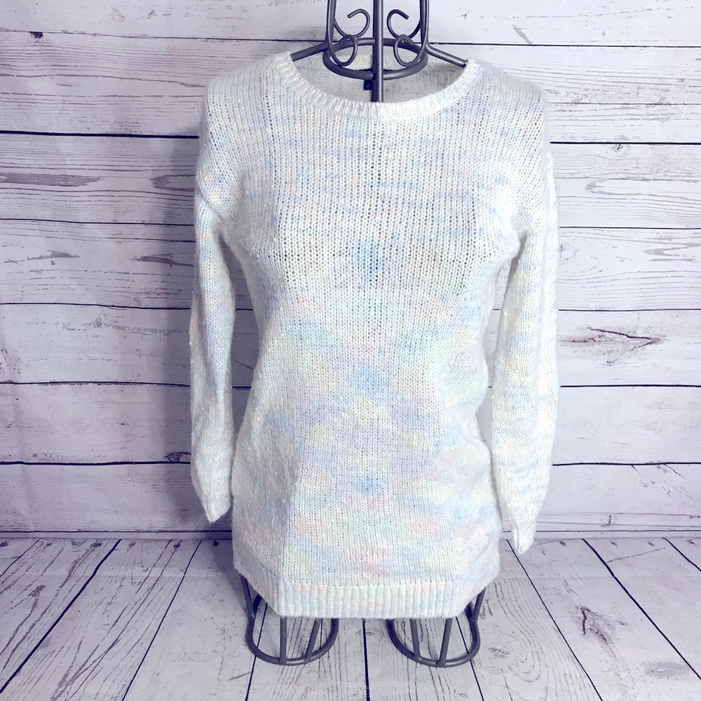 Something Navy Multicolored Pastel Crewneck Sweater SIZE 8